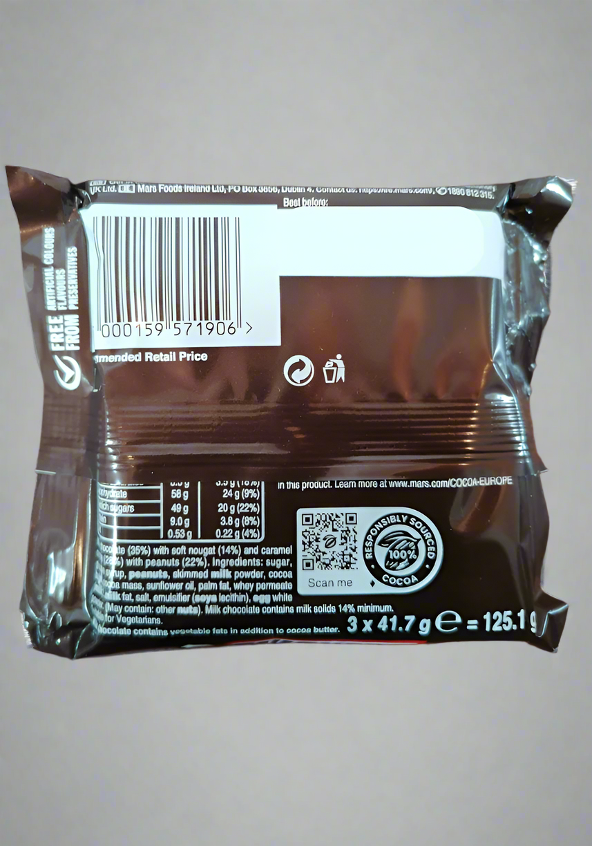 Snickers 3 Chocolate Bars - 125 g